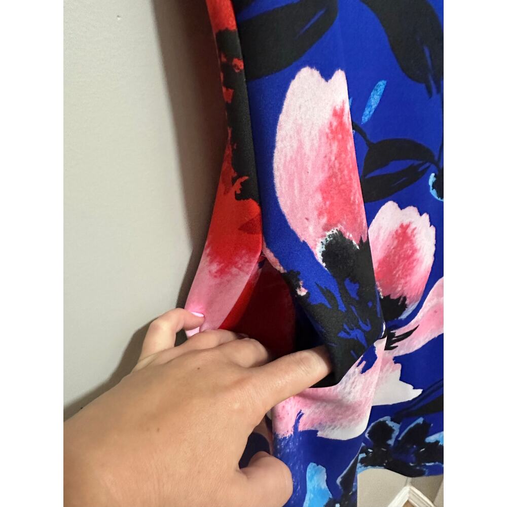 Vince Camuto Floral Scuba Knit Fit & Flare Dress Size 12 Pockets - Picture 4 of 8